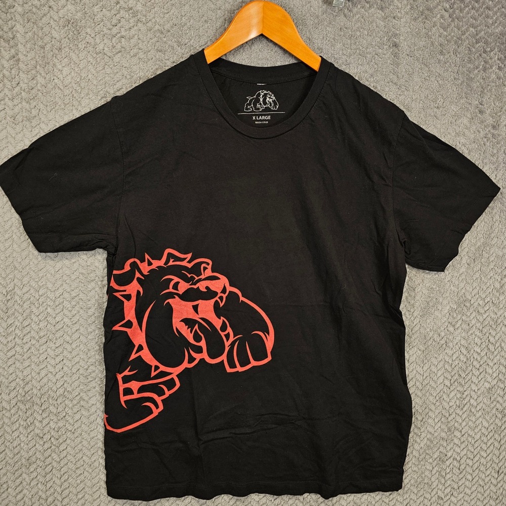 Bully Dog Mens Black‎ Red Graphic T-Shirt XL Short Sleeve Cotton Crew Neck Tee